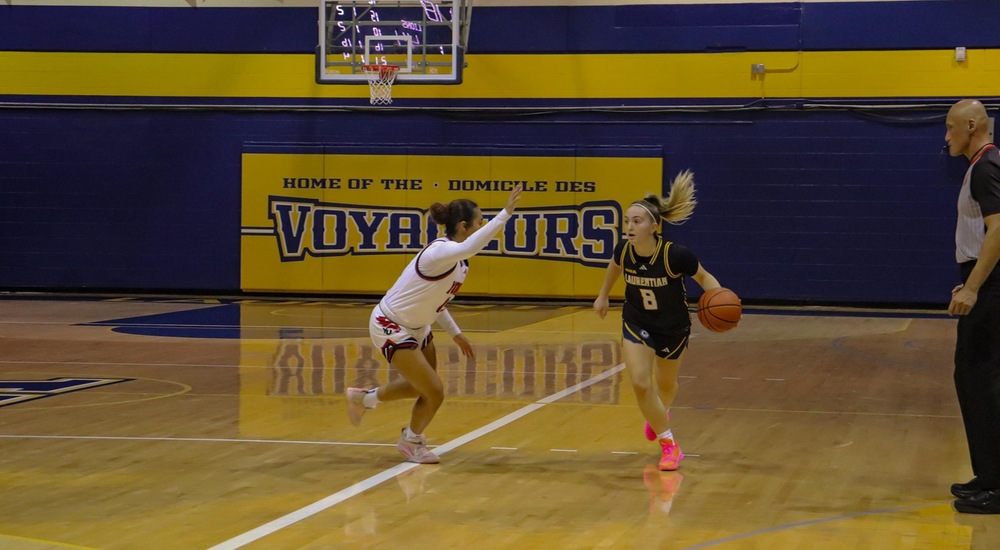 Alyssa Gvors brings the ball up the floor versus York - Tyra Swan